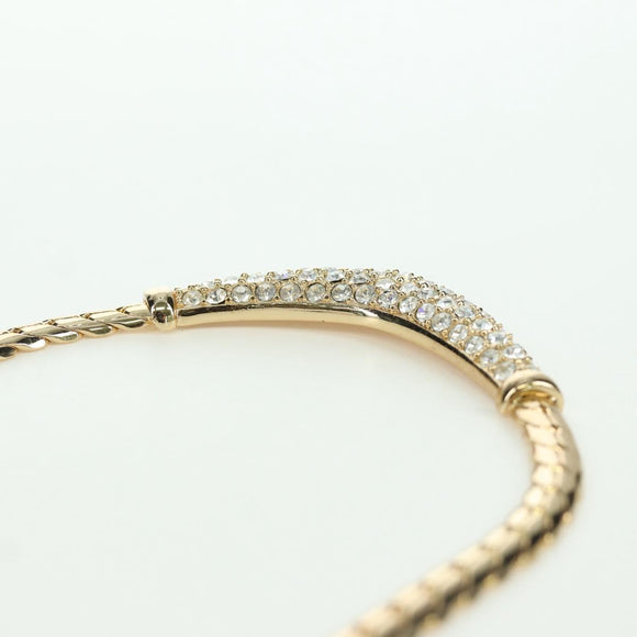Christian Dior Rhinestone Necklace metal Gold Auth am11192V
