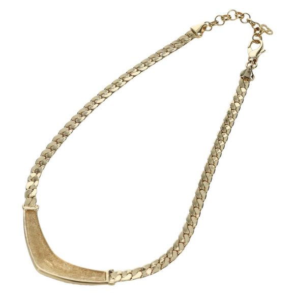 Christian Dior Rhinestone Necklace metal Gold Auth am11192V