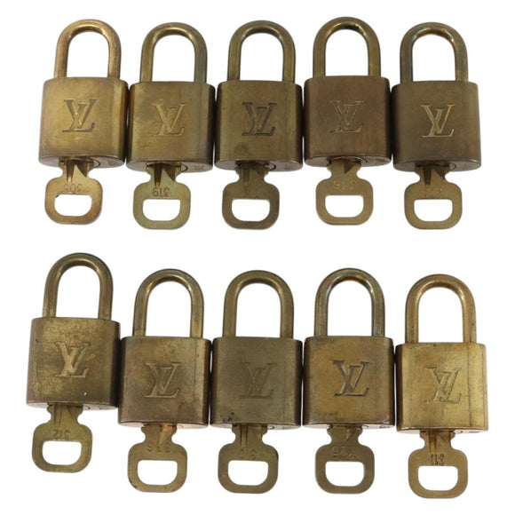 LOUIS VUITTON Padlock 10 Set Padlock metal Gold LV Auth am11193