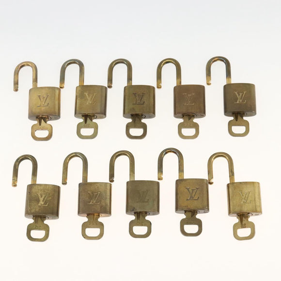 LOUIS VUITTON Padlock 10 Set Padlock metal Gold LV Auth am11193