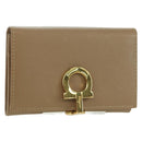 Salvatore Ferragamo Gancini Coin Purse Safiano leather Beige Gold Auth am11197A-1