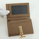 Salvatore Ferragamo Gancini Coin Purse Safiano leather Beige Gold Auth am11197A-8