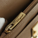 Salvatore Ferragamo Gancini Coin Purse Safiano leather Beige Gold Auth am11197A-20