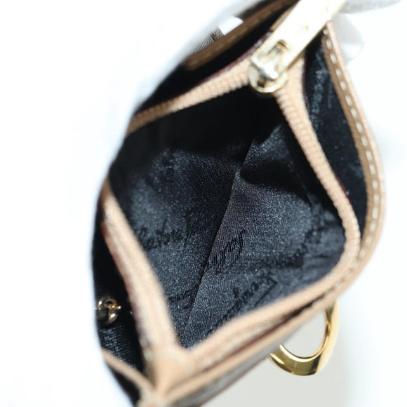 Salvatore Ferragamo Gancini Coin Purse Safiano leather Beige Gold Auth am11197A