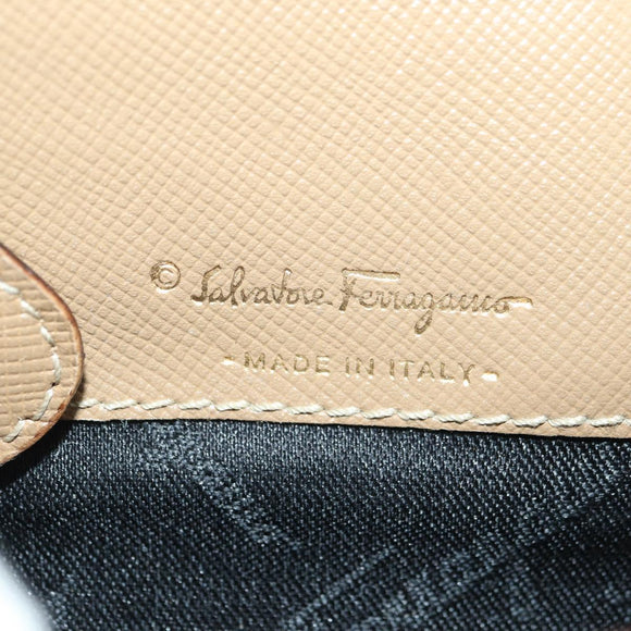 Salvatore Ferragamo Gancini Coin Purse Safiano leather Beige Gold Auth am11197A