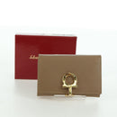 Salvatore Ferragamo Gancini Coin Purse Safiano leather Beige Gold Auth am11197A-12