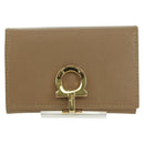Salvatore Ferragamo Gancini Coin Purse Safiano leather Beige Gold Auth am11197A-13