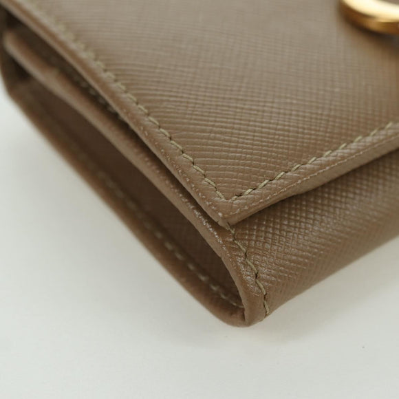 Salvatore Ferragamo Gancini Coin Purse Safiano leather Beige Gold Auth am11197A