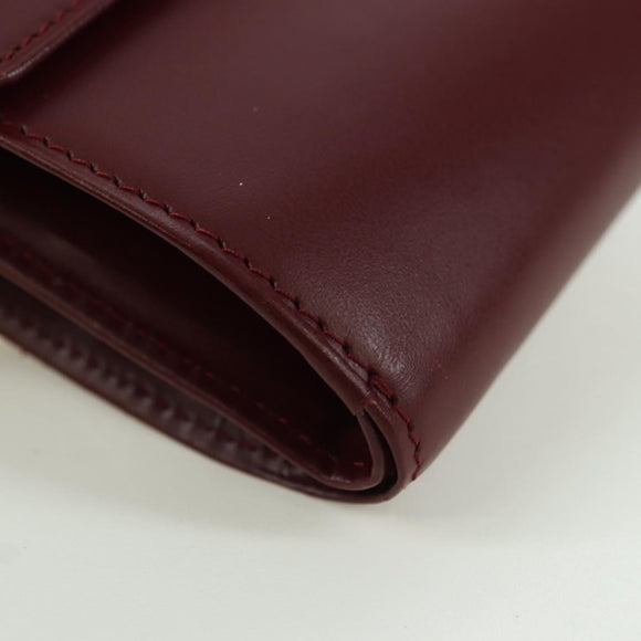 CARTIER Must Line Trifold Wallet Leather Bordeaux Gold Auth am11199V
