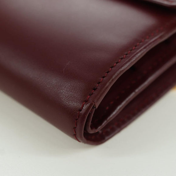 CARTIER Must Line Trifold Wallet Leather Bordeaux Gold Auth am11199V