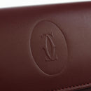 CARTIER Must Line Trifold Wallet Leather Bordeaux Gold Auth am11199V-17