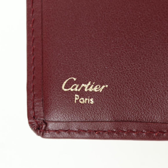 CARTIER Must Line Trifold Wallet Leather Bordeaux Gold Auth am11199V