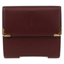 CARTIER Must Line Trifold Wallet Leather Bordeaux Gold Auth am11199V-13