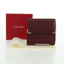 CARTIER Must Line Trifold Wallet Leather Bordeaux Gold Auth am11199V-12