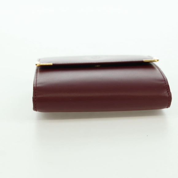 CARTIER Must Line Trifold Wallet Leather Bordeaux Gold Auth am11199V