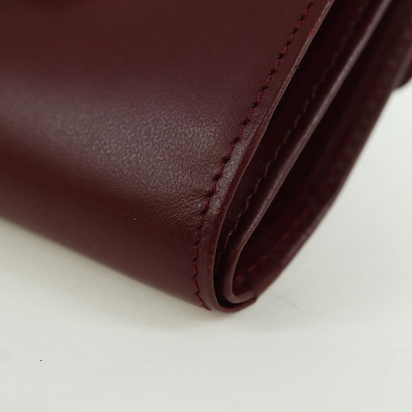 CARTIER Must Line Trifold Wallet Leather Bordeaux Gold Auth am11199V