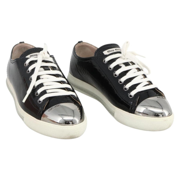 Miu Miu Sneakers Patent leather 36 1/2 Black CC Auth am11207A