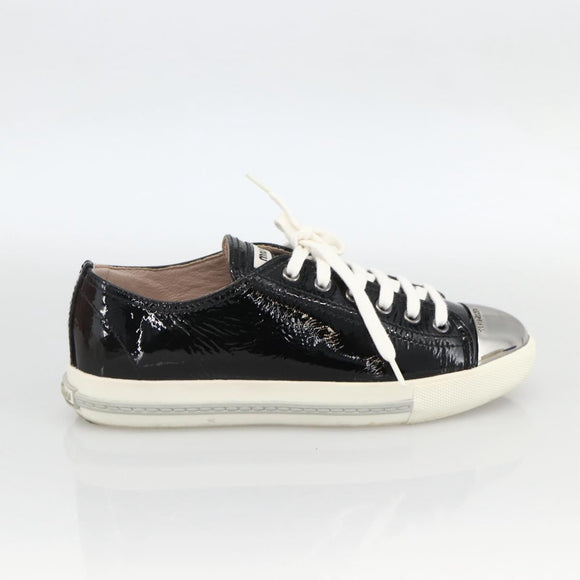 Miu Miu Sneakers Patent leather 36 1/2 Black CC Auth am11207A