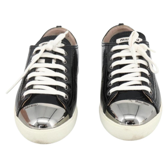 Miu Miu Sneakers Patent leather 36 1/2 Black CC Auth am11207A