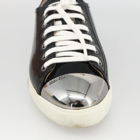 Miu Miu Sneakers Patent leather 36 1/2 Black CC Auth am11207A
