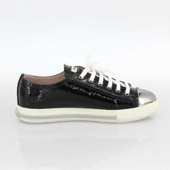Miu Miu Sneakers Patent leather 36 1/2 Black CC Auth am11207A