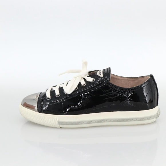 Miu Miu Sneakers Patent leather 36 1/2 Black CC Auth am11207A