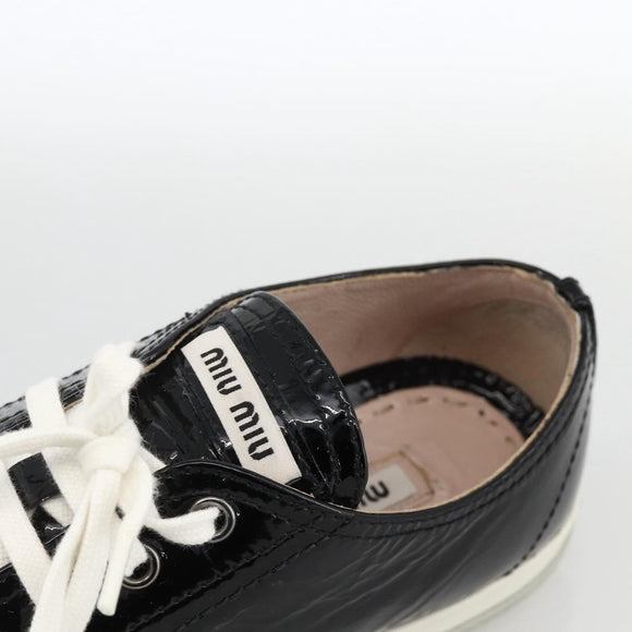 Miu Miu Sneakers Patent leather 36 1/2 Black CC Auth am11207A