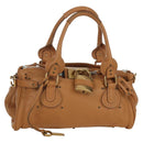 Chloe Paddington Hand Bag Leather Brown Gold Silver Auth am11221SAM-1