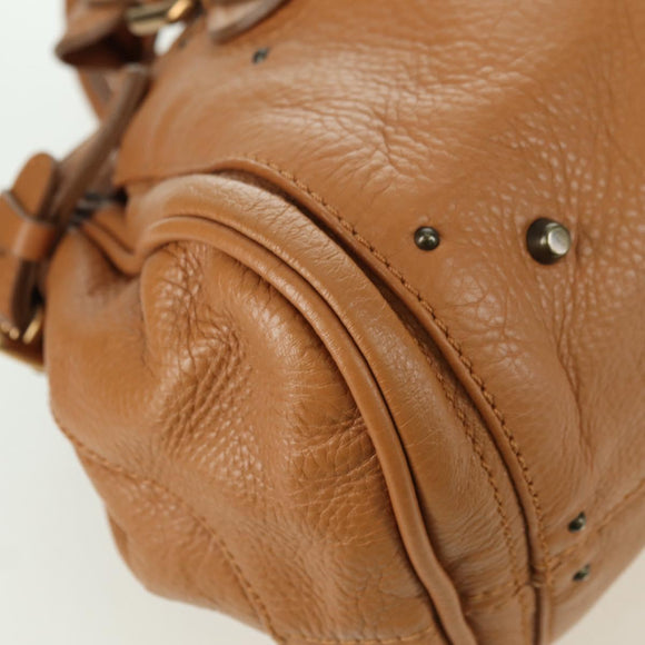 Chloe Paddington Hand Bag Leather Brown Gold Silver Auth am11221SAM