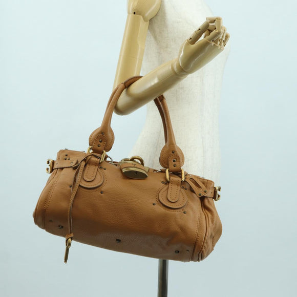 Chloe Paddington Hand Bag Leather Brown Gold Silver Auth am11221SAM