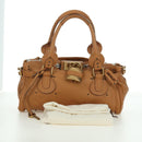 Chloe Paddington Hand Bag Leather Brown Gold Silver Auth am11221SAM-12