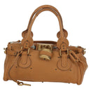 Chloe Paddington Hand Bag Leather Brown Gold Silver Auth am11221SAM-13