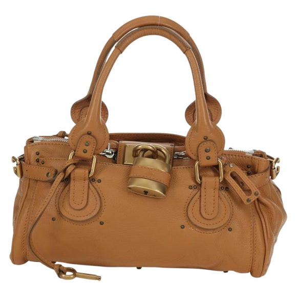 Chloe Paddington Hand Bag Leather Brown Gold Silver Auth am11221SAM