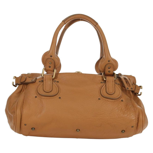 Chloe Paddington Hand Bag Leather Brown Gold Silver Auth am11221SAM