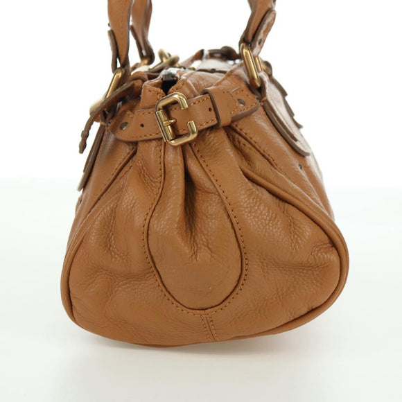 Chloe Paddington Hand Bag Leather Brown Gold Silver Auth am11221SAM