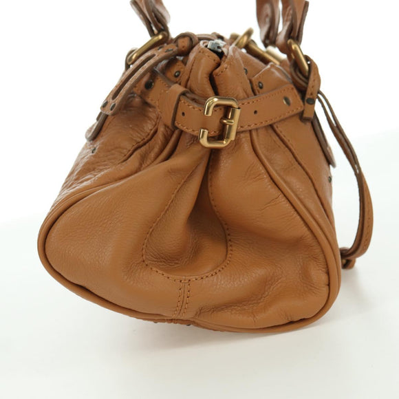 Chloe Paddington Hand Bag Leather Brown Gold Silver Auth am11221SAM