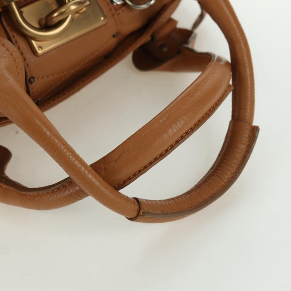 Chloe Paddington Hand Bag Leather Brown Gold Silver Auth am11221SAM
