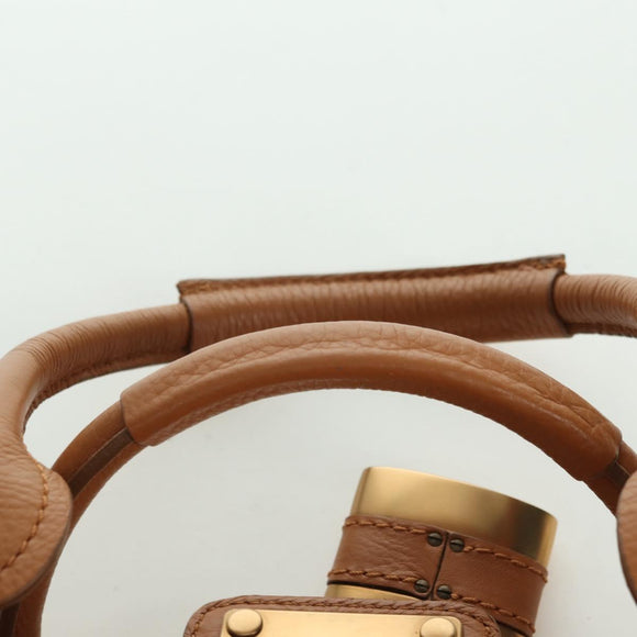 Chloe Paddington Hand Bag Leather Brown Gold Silver Auth am11221SAM