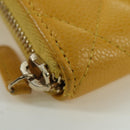 CHANEL Matelasse Round Long Wallet Caviar Skin Yellow Gold CC Auth am11223M-14