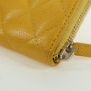 CHANEL Matelasse Round Long Wallet Caviar Skin Yellow Gold CC Auth am11223M-17