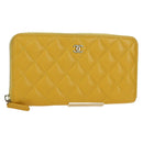 CHANEL Matelasse Round Long Wallet Caviar Skin Yellow Gold CC Auth am11223M-1