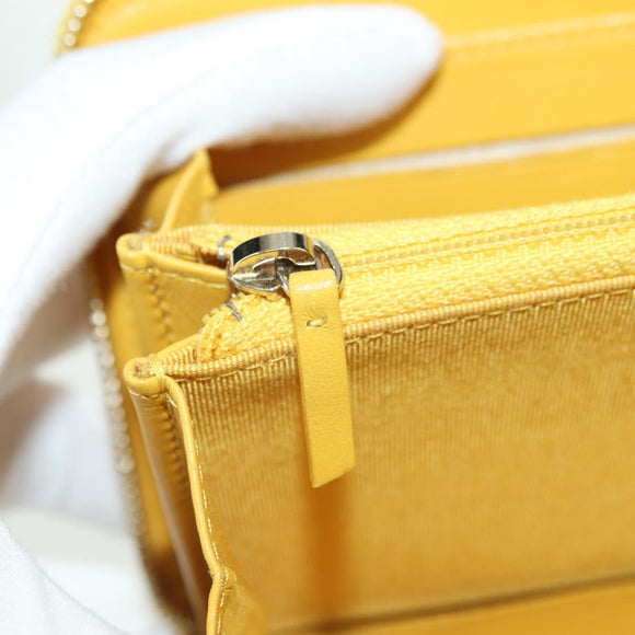 CHANEL Matelasse Round Long Wallet Caviar Skin Yellow Gold CC Auth am11223M