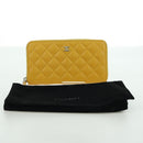 CHANEL Matelasse Round Long Wallet Caviar Skin Yellow Gold CC Auth am11223M-12