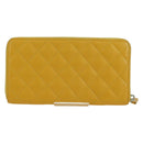 CHANEL Matelasse Round Long Wallet Caviar Skin Yellow Gold CC Auth am11223M-2
