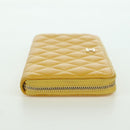 CHANEL Matelasse Round Long Wallet Caviar Skin Yellow Gold CC Auth am11223M-4