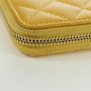 CHANEL Matelasse Round Long Wallet Caviar Skin Yellow Gold CC Auth am11223M-8