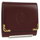 CARTIER Münzbörse Must Line Leder Bordeaux Gold Auth am11224V-1