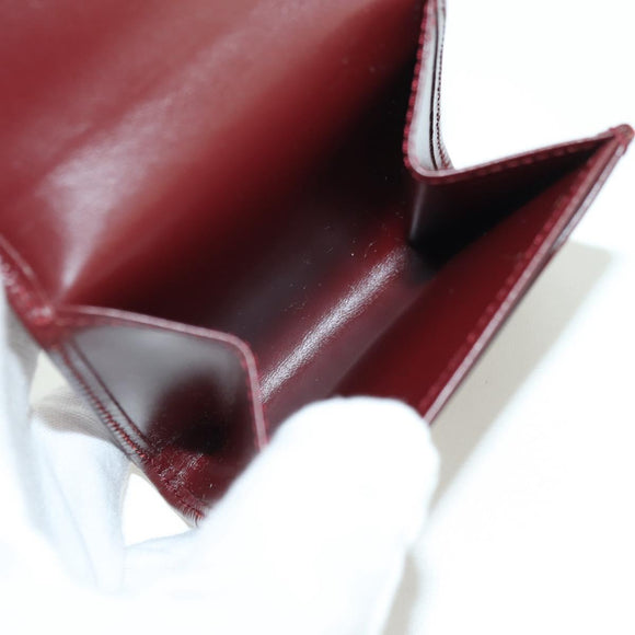 CARTIER Must Line Coin Purse Leather Bordeaux Gold Auth am11224V