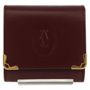 CARTIER Münzbörse Must Line Leder Bordeaux Gold Auth am11224V-13