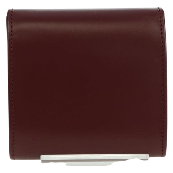 CARTIER Münzbörse Must Line Leder Bordeaux Gold Auth am11224V